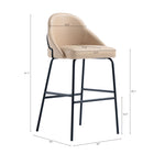 Manhattan Comfort Gracie 22" Modern Leatherette Upholstered Barstool - Tan and Black - 2 Pack-Upholstered in Luxurious Leatherette with Fine Stitching 