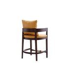 Manhattan Comfort - Tabouret de comptoir ritz 22" style milieu du siècle moderne, rembourré en similicuir - camel et noyer foncé-Hauteur du siège : 26,5 po