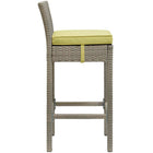 Modway - Conduit Terrasse extérieure Rotin en osier Tabouret de bar - Péridot gris clair - Ensemble de 2-Tissage synthétique en rotin PE