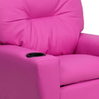 Flash Furniture Contemporary Hot Pink Vinyl Kids Recliner with Cup Holder-Solid Hardwood Frame