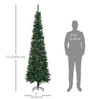 HOMCOM 7.5' Artificial Slim Christmas Tree with Pine Cones - Green-The section design makes the tree quick and easy to set up 