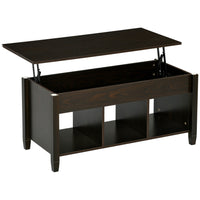 HOMCOM Lift Top Coffee Table with Storage - Espresso-Spacious rising tabletop creates a comfortable working area
