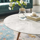 Modway Lippa 40" Round Faux Marble Coffee Table with Tripod Base - Walnut White-Tripod Base
