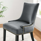 Modway Marquis Performance Velvet Dining Chairs - Grey - 2 Pack-Studded Nailhead Trim