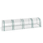 Outsunny 13' x 3' x 2.6' Plastic Mini Tunnel Greenhouse Steel Frame Zipped Doors- Backyard greenhouse with high-quality steel tube and Plastic cover     
 