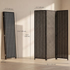 HOMCOM - Paravent autoportant 3 panneaux en bambou tressé à la main pour chambre - noir-Cadre en bois de pin massif pour plus de solidité 
