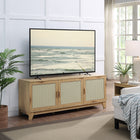 Manhattan Comfort Sheridan 62.99" Mid-Century Modern TV Stand - Nature-High Quality PVC Cane Material with MDF Frame in Melamine Finish