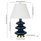 Hudson&Canal - Lampe de table Carleta (67,3 cm) à triple gourde avec abat-jour en tissu - Bleu/blanc-Comprend un cordon de 6 pieds avec interrupteur à prise rotative