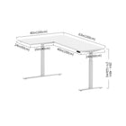 Motionwise - Bureau électrique assis-debout de la série M4 EXEC2 Motionwise, 63 po x 40 po, en forme de L pour Motionwise - Bureau - Blanc-Plateau durable de 1 po d’épaisseur : Construit avec une surface robuste de 1 po en panneau de particules, qui procure une stabilité et une apparence professionnelle soignée pour un usage à domicile ou au bureau.