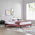 Modway Reign Performance Velvet Twin Platform Bed Frame - Dusty Rose-Reinforced Center Beam and Support Legs