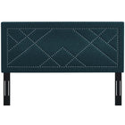 Modway Reese Nailhead Upholstered Linen Fabric Full/Queen Headboard - Azure-Three Mounting Position Heights