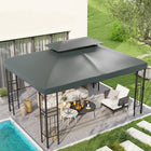 Outsunny 13' L x 10' W Gazebo Replacement Canopy 2 Tier Top UV Cover Pavilion Garden Patio Outdoor - Deep Grey (Top)-Practical canopy fits a 13.1' x 9.8' size frame