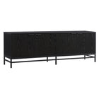 Hudson&Canal Campello TV Stand for TV's up to 78" - Black Grain-Features four doors with sleek black hardware