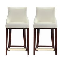 Manhattan Comfort - Tabouret de comptoir Shubert moderne de 22,64 po en similicuir ivoire, lot de 2-Tabouret de comptoir moderne avec dossier parfait pour une utilisation au comptoir et dans la cuisine. Ensemble de 2