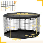 PawHut 8-Panel Foldable Dog Playpen with Bottom Pad & Top Cover - 36" H-Easy assembly and storage for convenient portability