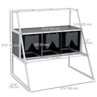 PawHut Wooden Chicken Nesting Box with 3 Compartments and Curtains-Crafted from fir wood, promoting natural laying area