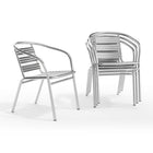 Flash Furniture Heavy Duty Commercial Aluminum Indoor-Outdoor Restaurant Stack Chair with Triple Slat Back-Set of 4 Stackable Cafe Chairs