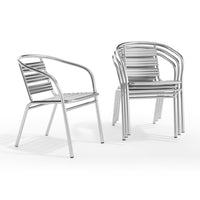 Flash Furniture Heavy Duty Commercial Aluminum Indoor-Outdoor Restaurant Stack Chair with Triple Slat Back-Set of 4 Stackable Cafe Chairs