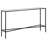 Hudson&Canal - Console Henley 55" de largeur avec plateau en verre - Bronze noirci-Un design industriel pour votre entrée, votre salon, votre bureau et plus encore
