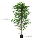 HOMCOM 6' Artificial Ficus Trees for Indoor Home Decor - Green - 2 Pack-PE moss and cement soil are included, making them more stable and real 