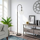 Hudson&Canal - Lampadaire Verona Arc avec abat-jour en verre - Bronze noirci/grainé-Nettoyer avec un chiffon doux et sec, sans produits chimiques agressifs ni produits de nettoyage abrasifs