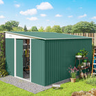 Outsunny - Abri de jardin en acier 11 pi x 9 pi-Porte verrouillable pour plus de sécurité, un cadenas peut être ajouté (non inclus)  
