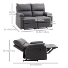 HOMCOM Loveseat Recliner Sofa with Footrest - Dark Grey-Linen-feel fabric is skin-friendly and breathable   