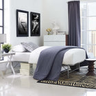 Modway Horizon Stainless Steel Twin Bed Frame - Silver-Generous 14" Storage Space