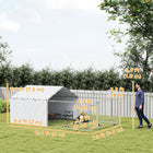 PawHut Outdoor Dog Kennel and Dog Run with Cover - 13.1' x 7.5' x 4.9' - Silver-Wind, rain, and sun protection with an innovative tarpaulin cover 