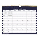 Blueline 12 Month Monthly Academic Wall Calendar - August to July - 15" H x 12" W - Nautical Design - Bilingual-Colourful design alternates every four months