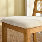 Modway - Arlo Faux rotin et bois Fauteuils d’accompagnement à manger Ensemble de 2 - Tissage naturel naturel en bruyère beige clair-Rembourrage en mousse dense