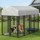 Pawhut - Cage pour chien, caisse, niche, parc de jeu en métal, abri de patio avec toit-Le cadre en acier avec revêtement en poudre résiste à la rouille et améliore la solidité 
