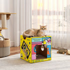 PawHut - Griffoir pour chat 2 en 1 maison en carton avec herbe à chat-Aide à protéger vos meubles en redirigeant les instincts naturels de griffade de votre chat 