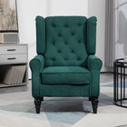 HOMCOM Fabric Accent Chair with Wood Legs - Rolled Arms for Bedroom - Dark Green-Thick padded over-sized seat and backrest wraps you in comfort
