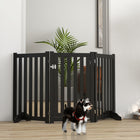 PawHut 3-Panel Foldable Dog Gate with Feet - Black-It has three panels fixed together with hinges 