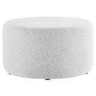 Modway - Callum Grand tissu rond tissé en bruyère de 29" Rembourré Ottoman - Tissage à bruyère gris clair-Tissu tissé en bruyère tissé