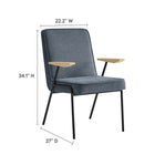 Modway Vista Dining Armchair - Laguna-Solid Wood Armrests