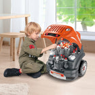 Qaba Kids Mechanic Truck Engine Playset Toy - Orange-Comes with 2 wheels and convenient handle, lightweight and convenient, easy to store and move 