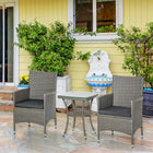 Outsunny - ensemble de meubles de patio en rotin 3 pièces - gris-Tube en acier galvanisé robuste, chaque chaise supporte jusqu'à 264 lb 
