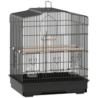 PawHut 23" H Small Bird Cage with Handle - Black-Bird enclosure with ample space for small birds such as finches and budgies 