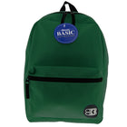 BAZIC Products - Sac à dos basique, 16 po, vert, paquet de 2-Bretelles légèrement rembourrées et réglables et poignée de transport