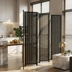 HOMCOM - Paravent autoportant 6 panneaux en bambou tressé à la main pour bureau à domicile - noir-Matériau : Bambou, bois de pin 
