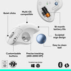 Logitech Ergo M575S Wireless Trackball Mouse - Off-White-Easy to Connect, Long Battery Life: Connect your ergonomic wireless mouse using Bluetooth or the included Logi Bolt USB receiver, enjoy up to 18 months of battery life (AA battery included) 