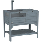 PawHut - Maison en bois pour tortue d’intérieur avec étagère, cadre pour lampe et plateau-Deux couvercles ouvrables POUR un nettoyage facile, conception verrouillable POUR la sécurité