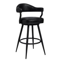 Armen Living - Justin Tabouret de Bar Pivotant de 66 cm de Hauteur de Comptoir en Similicuir Noir Vintage avec Pieds en Métal Noir-Il n’est pas toujours facile de concevoir l’assise parfaite pour nos clients, mais nous nous efforçons constamment de proposer des idées innovantes pour offrir la meilleure expérience utilisateur.

En intégrant ces fonctionnalités, nous cherchons à dépasser vos attentes et à garantir un confort optimal. La fonction pivotante fluide à 360 degrés assure une mobilité maximale, tand