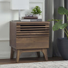 Modway Render Nightstand - Walnut-Smooth Wood Green Laminate