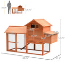 PawHut 82" Deluxe Wooden Hen House with Run and Nesting Box-Built-in window FOR air circulation