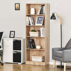 HOMCOM 5-Tier Bookcase with Adjustable Shelves for Living Room, Home Office - Natural Wood-Elegant design, perfect for your study, bedroom, living room or office 