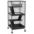 PawHut 45" H 4-Tier Small Pet Cage - Charcoal Grey-Ideal for a variety of small animals including pet mink, chinchilla, small cat and other similar sized small pets 