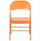 Flash Furniture HERCULES COLORBURST Series Orange Marmalade Triple Braced & Double Hinged Metal Folding Chair-Set of 4 Metal Folding Chairs